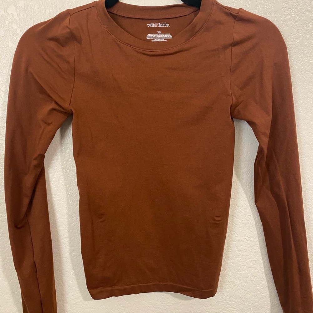 wild fable Long Sleeve Crewneck Top - Burnt Orange
